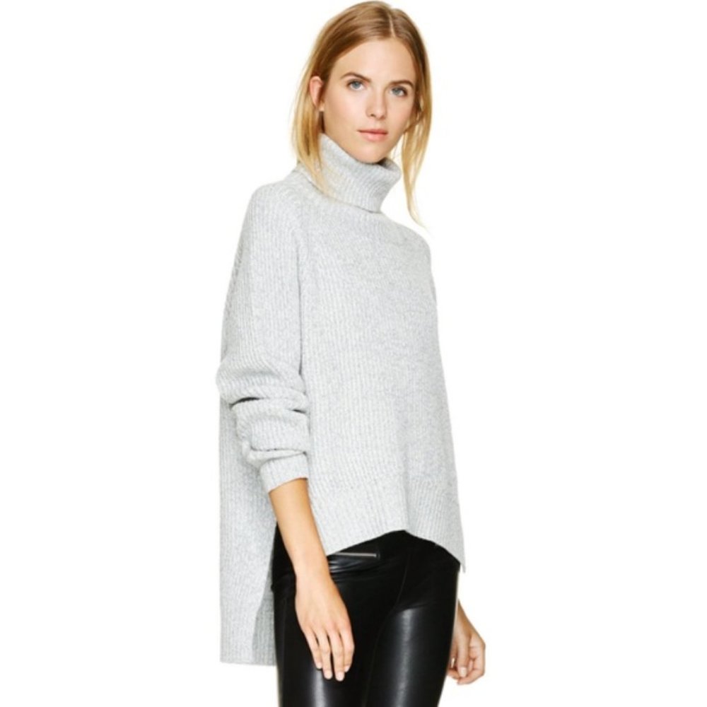 Aritzia Wilfred Lin Sweater Wool Italy Yarn Pullover Turtleneck Gray XS EUC